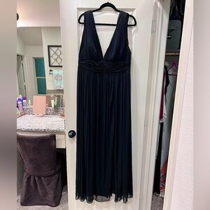 Azazie Black Maxi Dress with Deep V-Neck